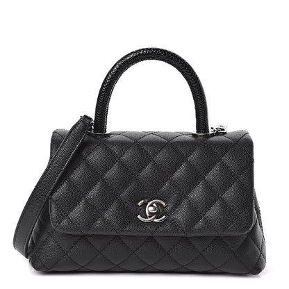 Chanel Caviar Lizard Quilted Mini Coco Handle Flap Black 1 of 10