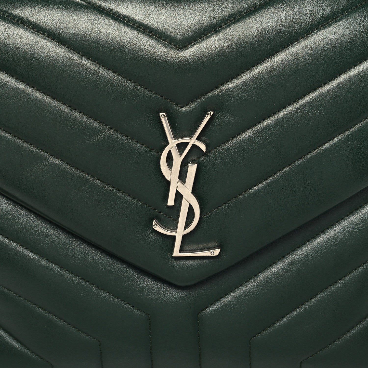 Saint Laurent Calfskin Y Quilted Monogram Medium Loulou Chain Satchel Olive 9 of 12
