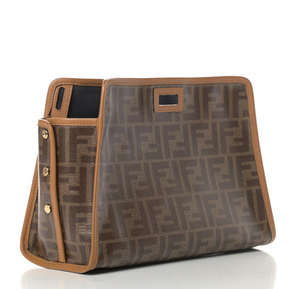 Fendi Glazed Fabric Vitello Century FF 1974 Stamp Patch Mini Peekaboo Defender Cover Mogano Panna Caramello 3 of 8
