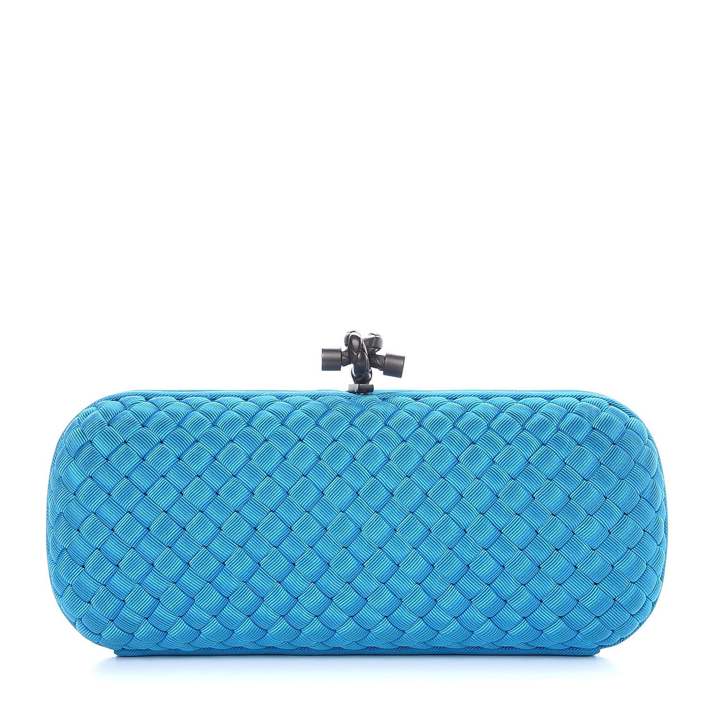 Silk Faille Intrecciato Knot Clutch Turquoise