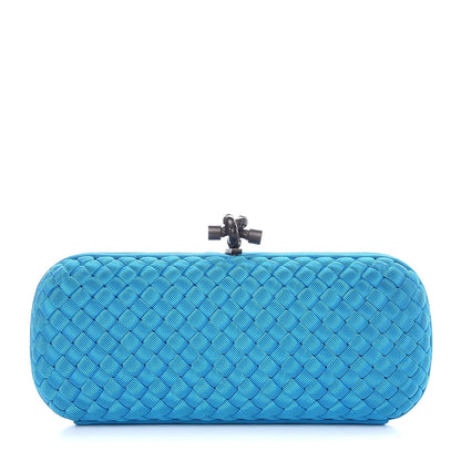 Bottega Veneta Silk Faille Intrecciato Knot Clutch Turquoise 1 of 7