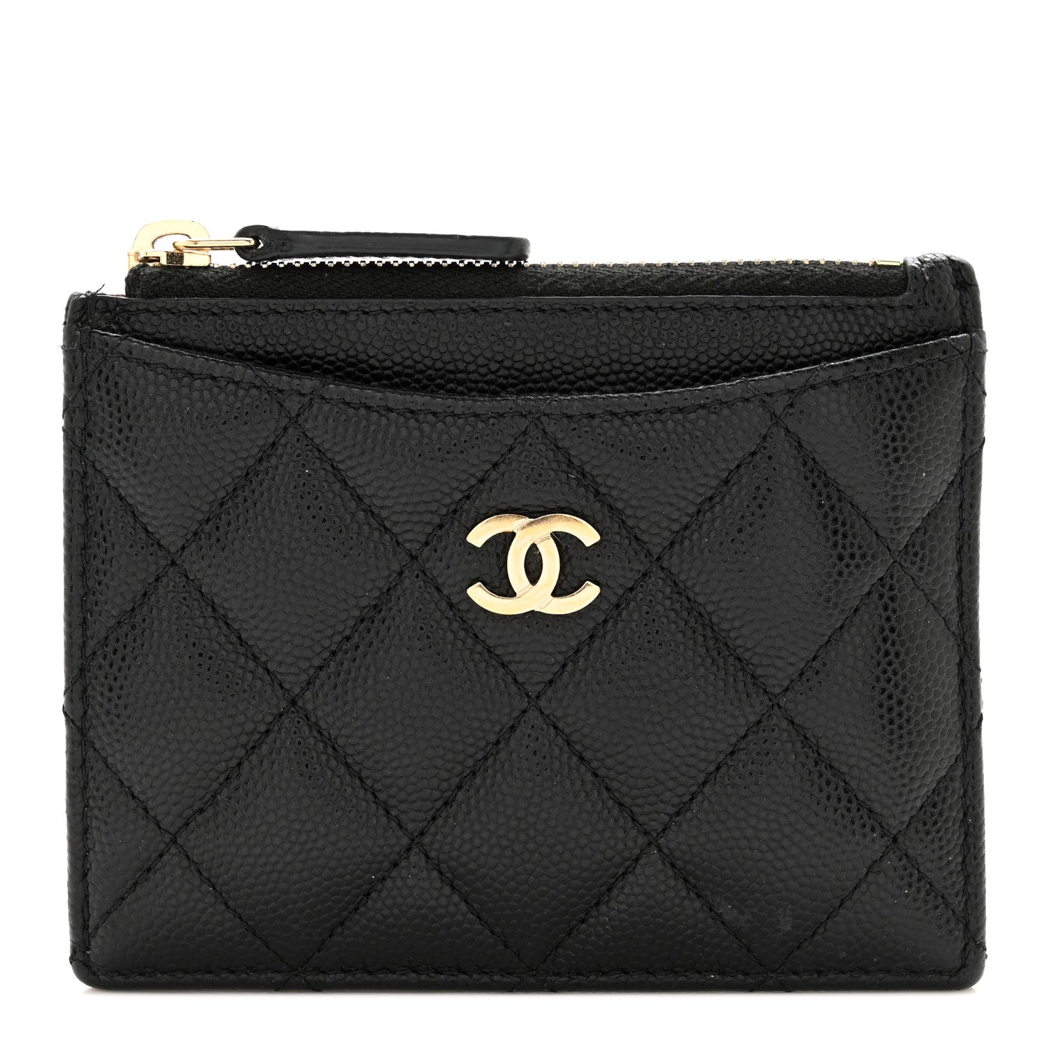 Chanel Caviar Quilted CC Zip Card Holder Black 1 of 8