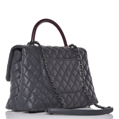 Chanel Caviar Lizard Quilted Medium Coco Handle Flap Grey 3 of 10