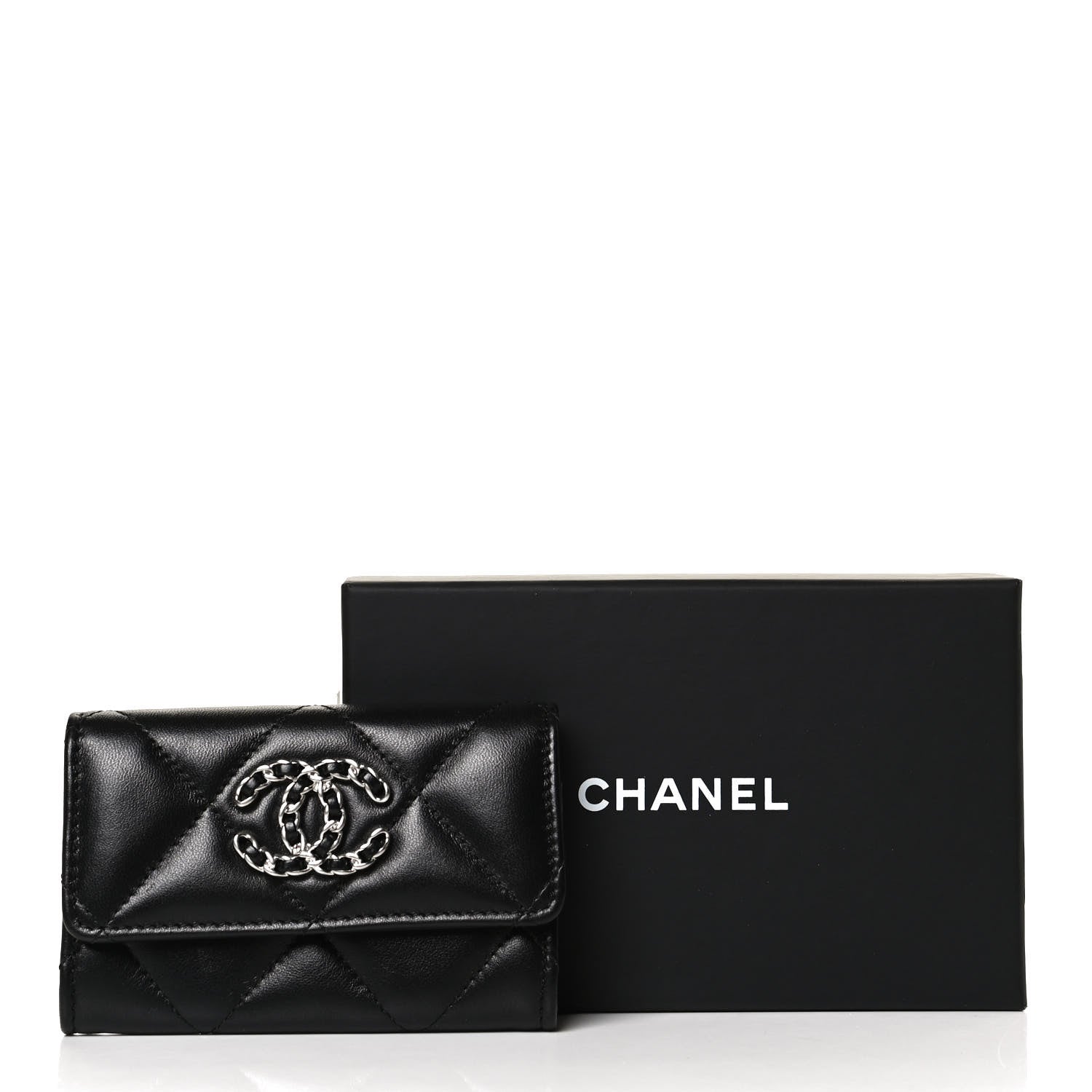 Chanel Lambskin Quilted Chanel 19 Flap Card Holder Black 12 of 12