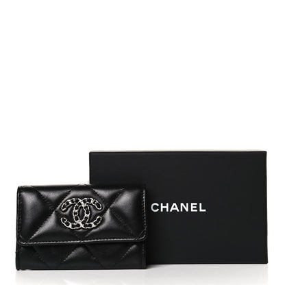 Chanel Lambskin Quilted Chanel 19 Flap Card Holder Black 12 of 12