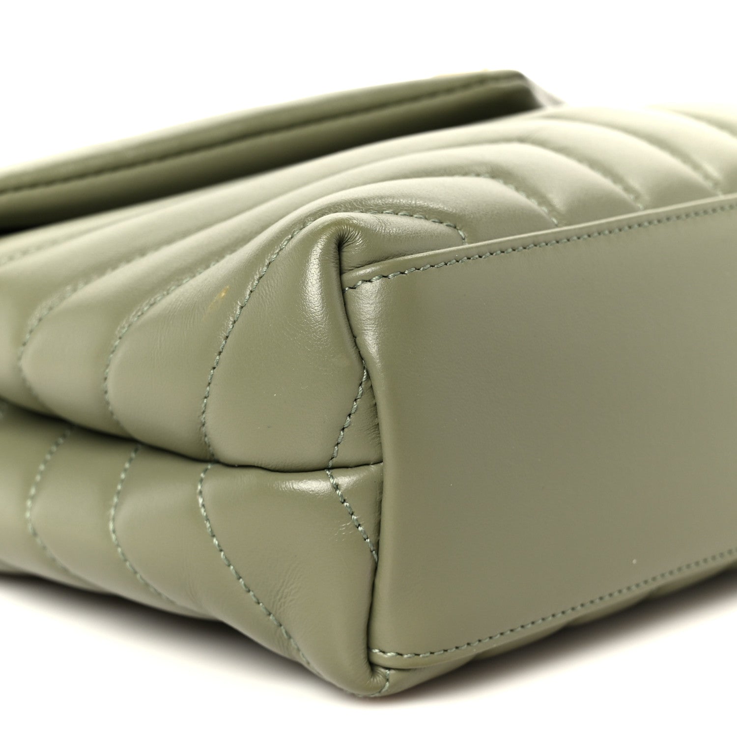 Saint Laurent Calfskin Y Quilted Monogram Small Loulou Chain Satchel Light Sage 10 of 11