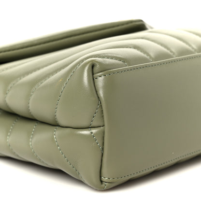 Saint Laurent Calfskin Y Quilted Monogram Small Loulou Chain Satchel Light Sage 10 of 11
