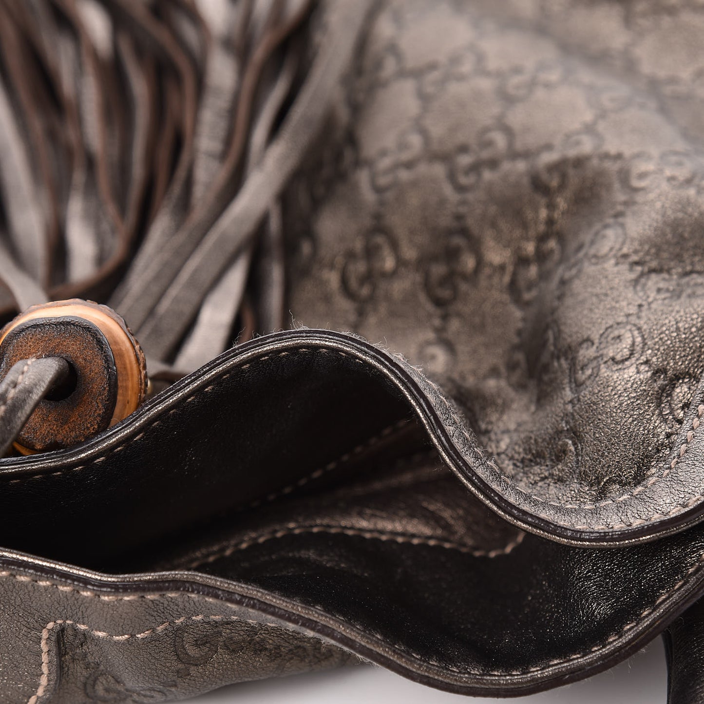 Metallic Guccissima Large Indy Top Handle Hobo Pewter