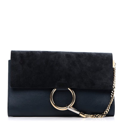 Chloe Suede Calfskin Faye Clutch Navy 1 of 9