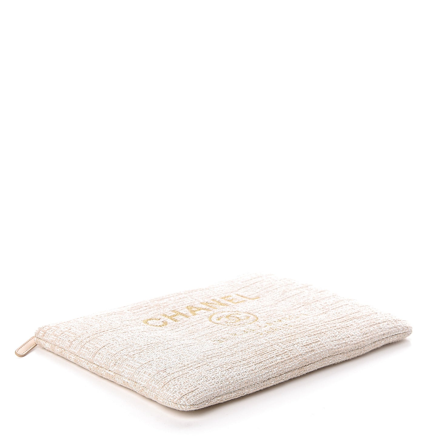 Woven Raffia Large Deauville Pouch White