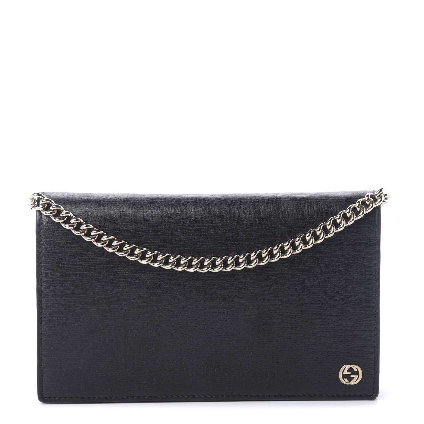 Textured Calfskin Medium Betty Chain Wallet Black
