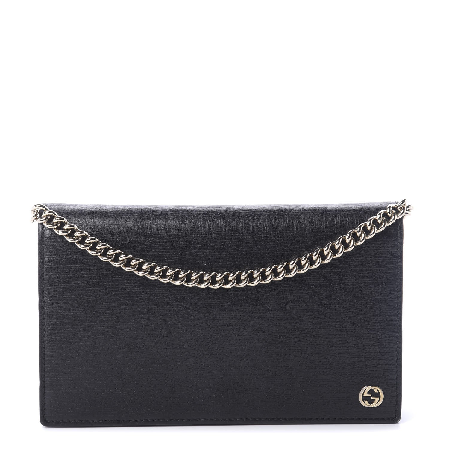 Gucci Textured Calfskin Medium Betty Chain Wallet Black 1 of 8