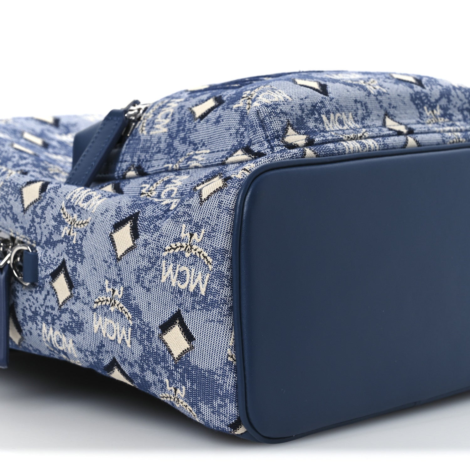 MCM Jacquard Monogram Small Backpack Blue 8 of 10