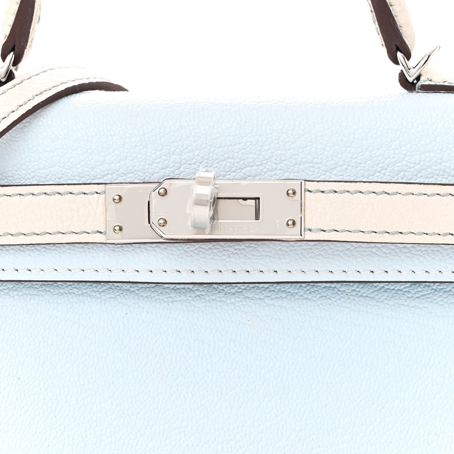 Chevre Mysore Horseshoe Mini Kelly Sellier 20 Bleu Brume Nata