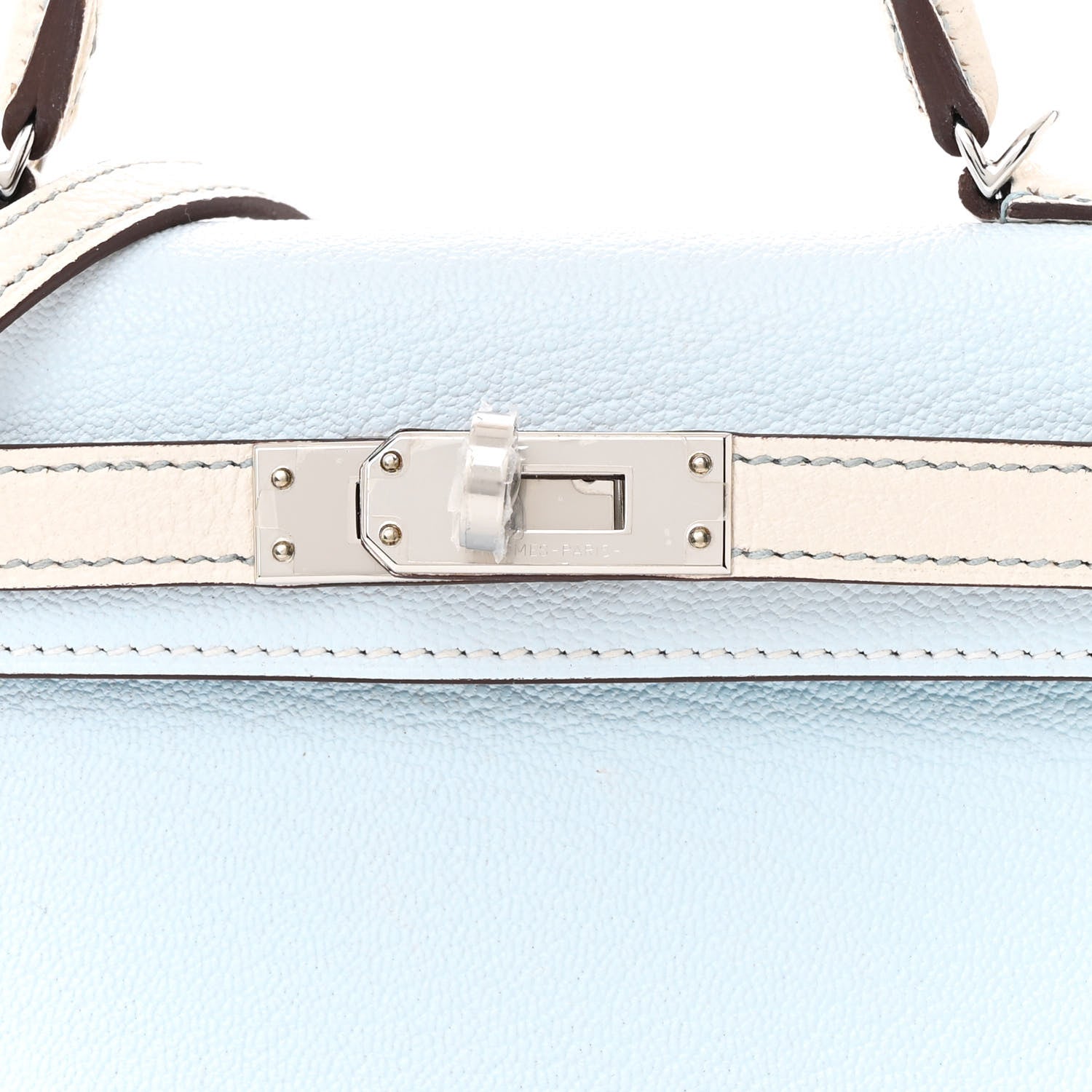 Hermes Chevre Mysore Horseshoe Mini Kelly Sellier 20 Bleu Brume Nata 8 of 13