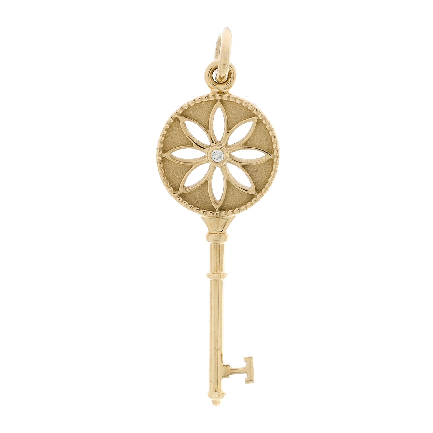 Tiffany 18K Yellow Gold Diamond Daisy Key Pendant 1 of 3