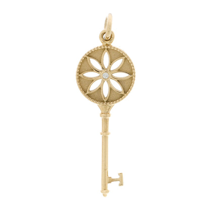 Tiffany 18K Yellow Gold Diamond Daisy Key Pendant 1 of 3