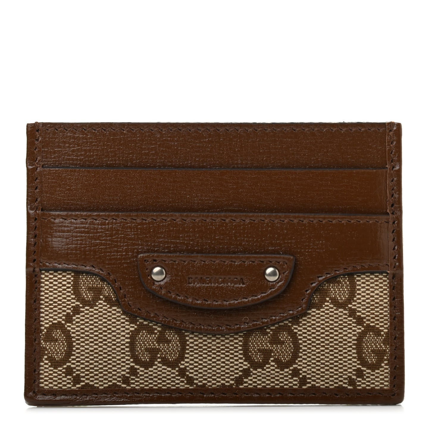 X GUCCI GG Monogram Azalea Calfskin Neo Classic Card Holder Beige Ebony Brown Sugar