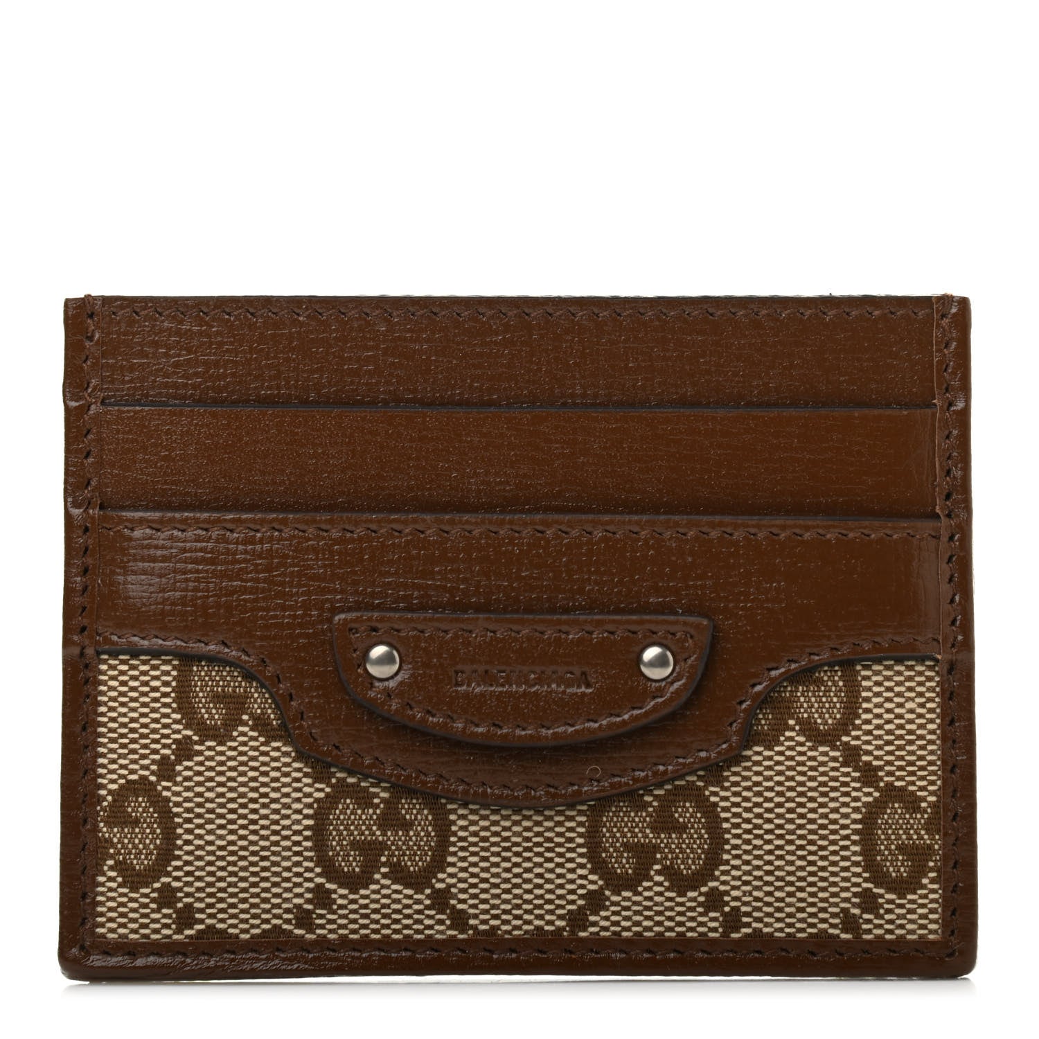 Balenciaga X GUCCI GG Monogram Azalea Calfskin Neo Classic Card Holder Beige Ebony Brown Sugar 1 of 6