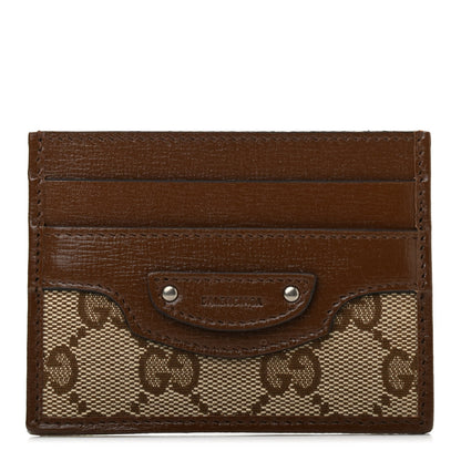 Balenciaga X GUCCI GG Monogram Azalea Calfskin Neo Classic Card Holder Beige Ebony Brown Sugar 1 of 6