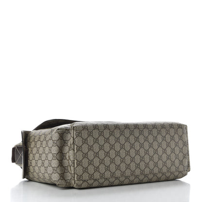 Gucci GG Supreme Monogram Selleria Calfskin Messenger Diaper Bag Beige Ebony Cocoa Dark Chocolate 4 of 10