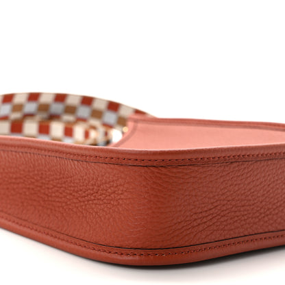 Hermes Taurillon Clemence Maxi Quadrille Evelyne TPM Cuivre Chai Nata Bleu Brume 7 of 9