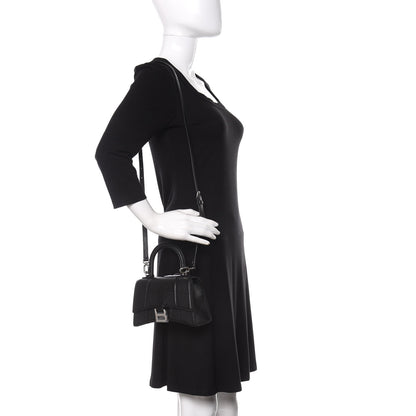 Balenciaga Grained Calfskin Hourglass Top Handle Bag XS Black 2 of 12