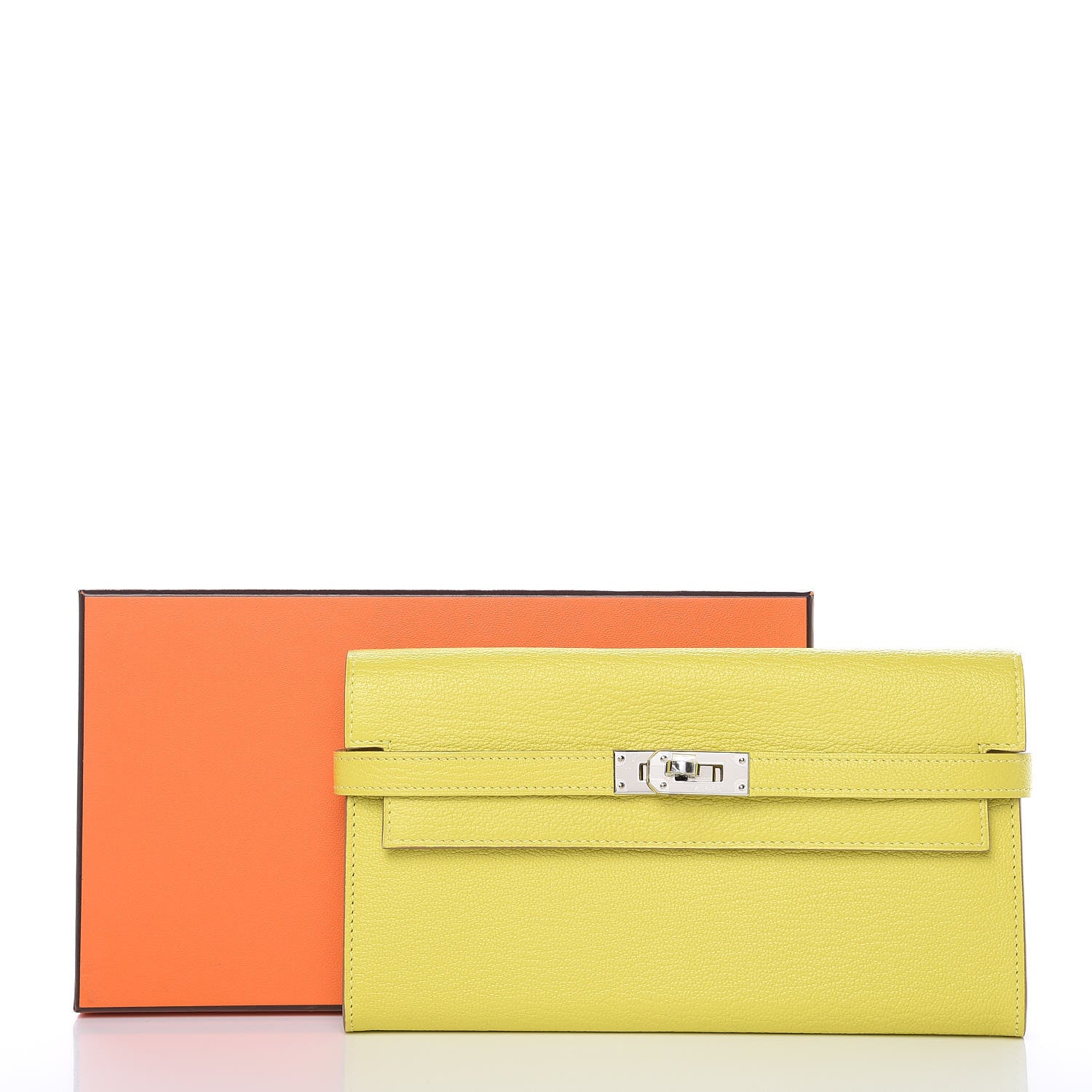 Hermes Chevre Mysore Kelly Longue Wallet Lime 16 of 16