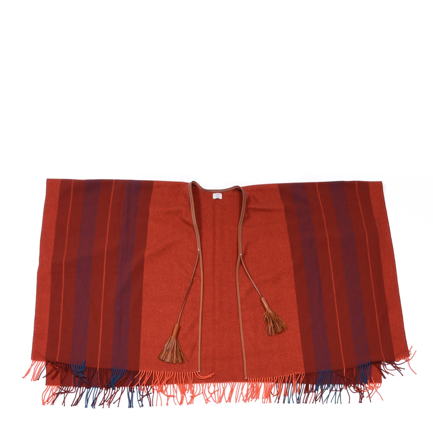 Hermes Merino Wool Cashmere Rocabar Poncho Rouge H 1 of 4