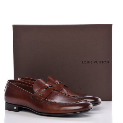 Louis Vuitton Calfskin Mens Santiago Loafers 8 Brown 10 of 10