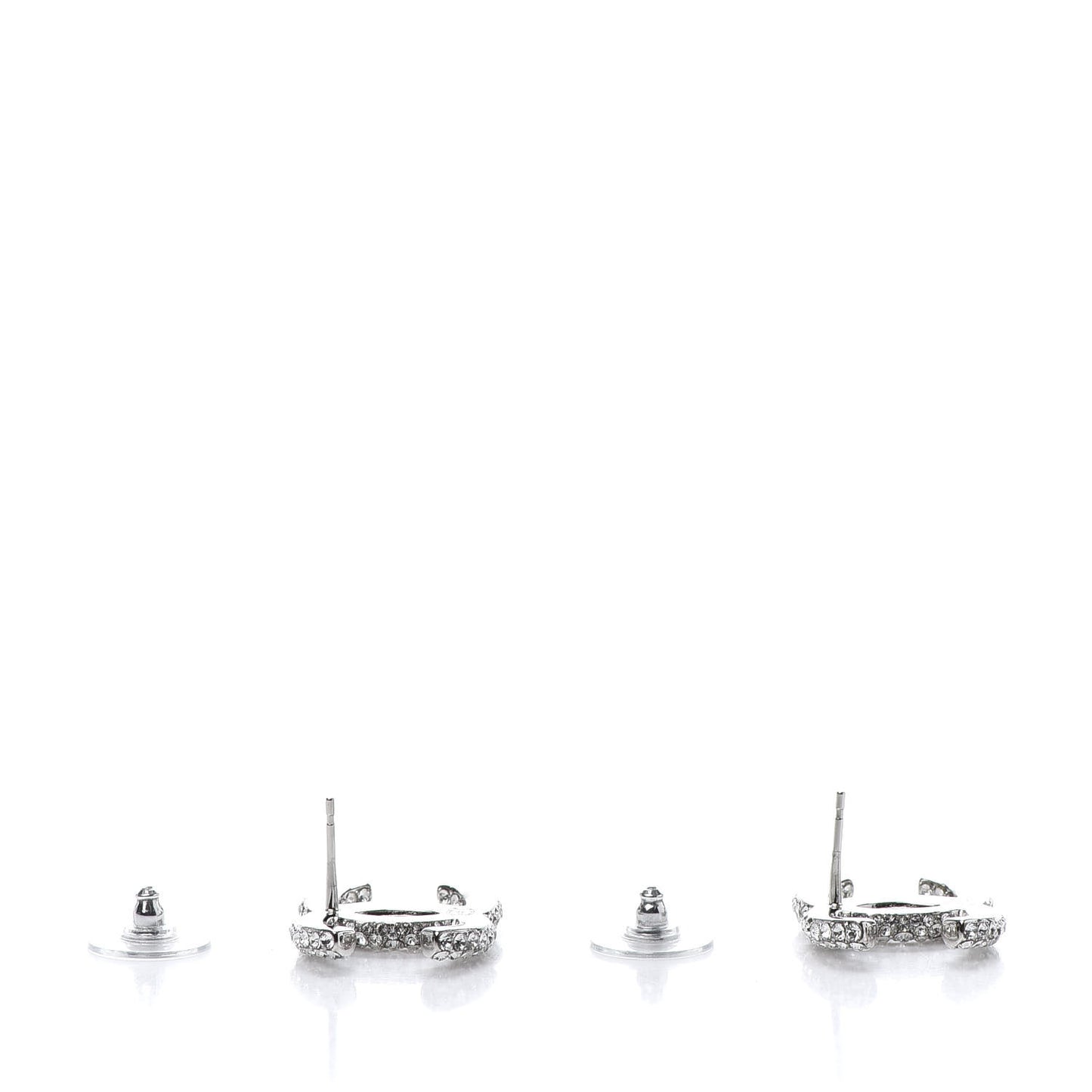 Crystal CC Treasure Chest Earrings Silver