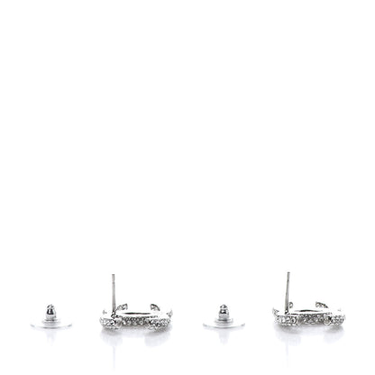 Chanel Crystal CC Treasure Chest Earrings Silver 3 of 5