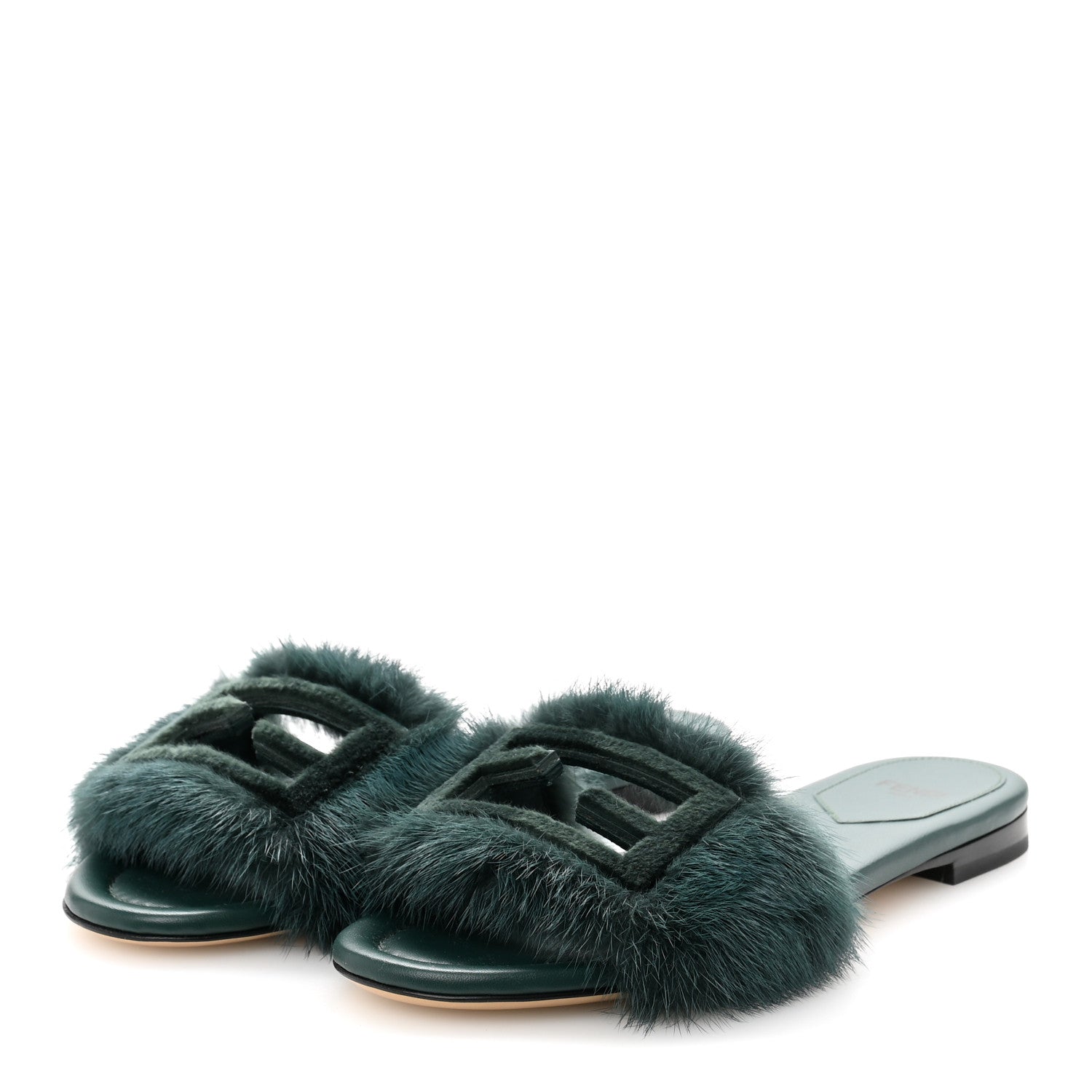 Fendi Mink FF Baguette Slide Sandals 37 Sage 1735780 – FASHIONPHILE