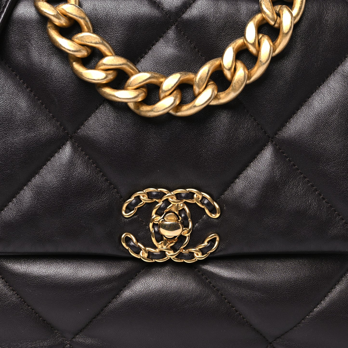 Lambskin Quilted Large Chanel 19 Flap Dark Brown