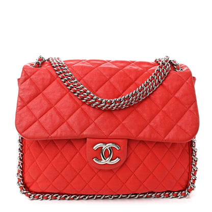 Chanel Washed Lambskin Quilted Maxi Chain Around Flap Red 1 of 11