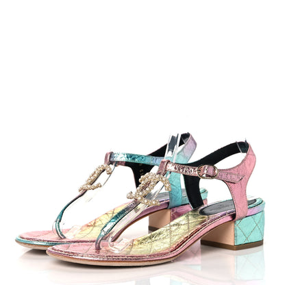 Chanel Goatskin Fantasy CC Pearl Thong Sandals 39 Multicolor 3 of 9