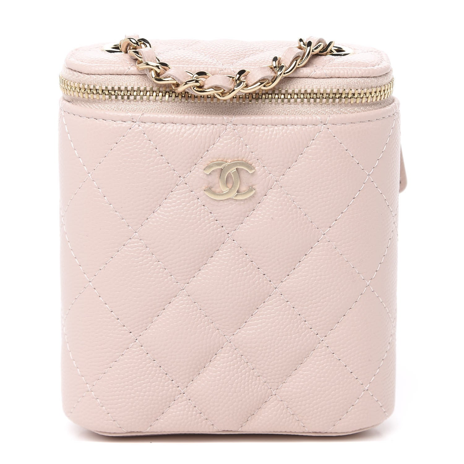 Chanel Caviar Quilted Small Vertical Coco Beauty Vanity Case With Chain Light Pink 1 of 10
