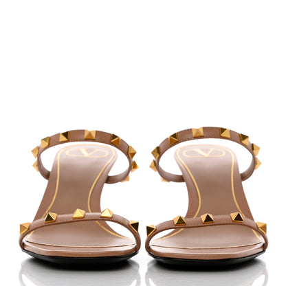 Valentino Garavani Calfskin Rockstud 50mm Slide Sandals 36.5 Rose Cannelle 2 of 8