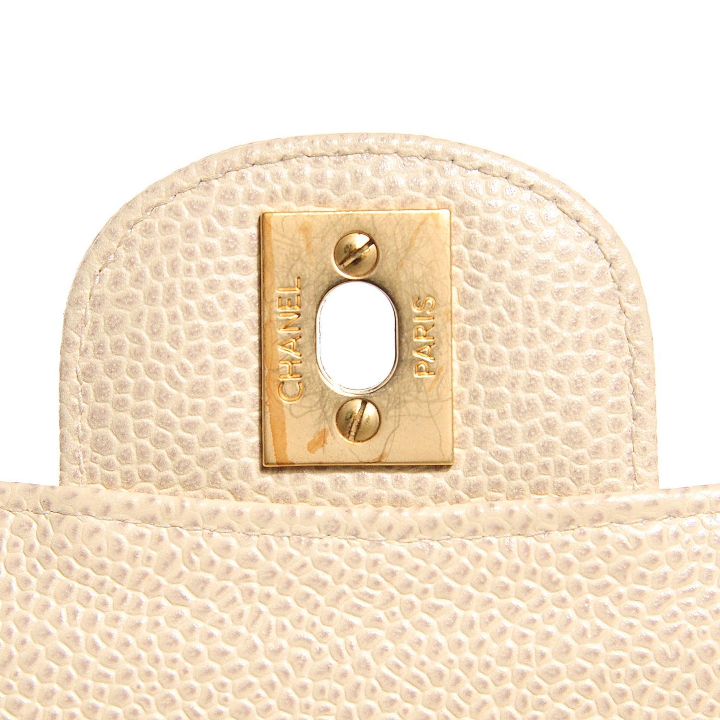 Caviar Quilted Small Double Flap Beige Clair