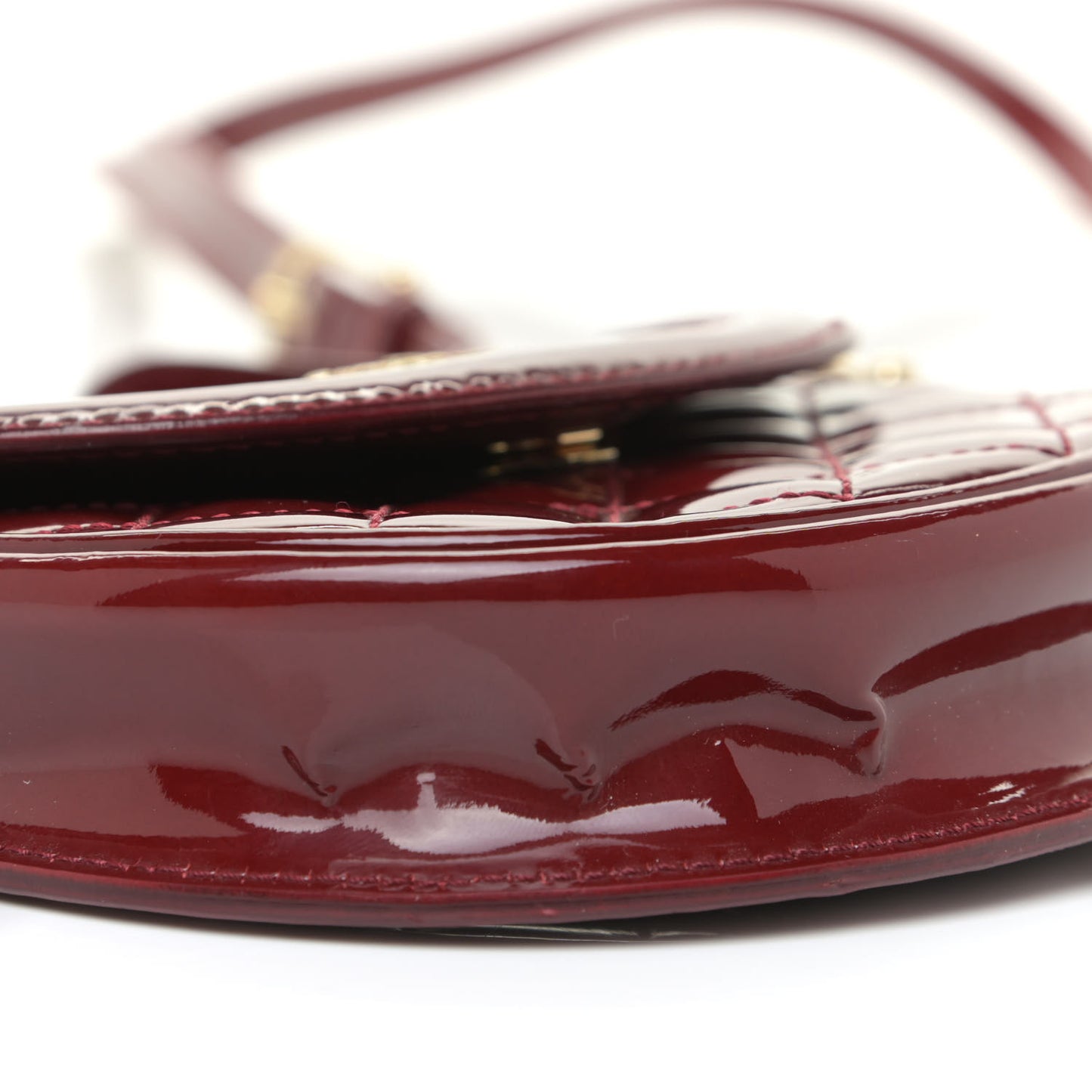 Patent Calfskin Quilted Mini Crossbody Bag Dark Red