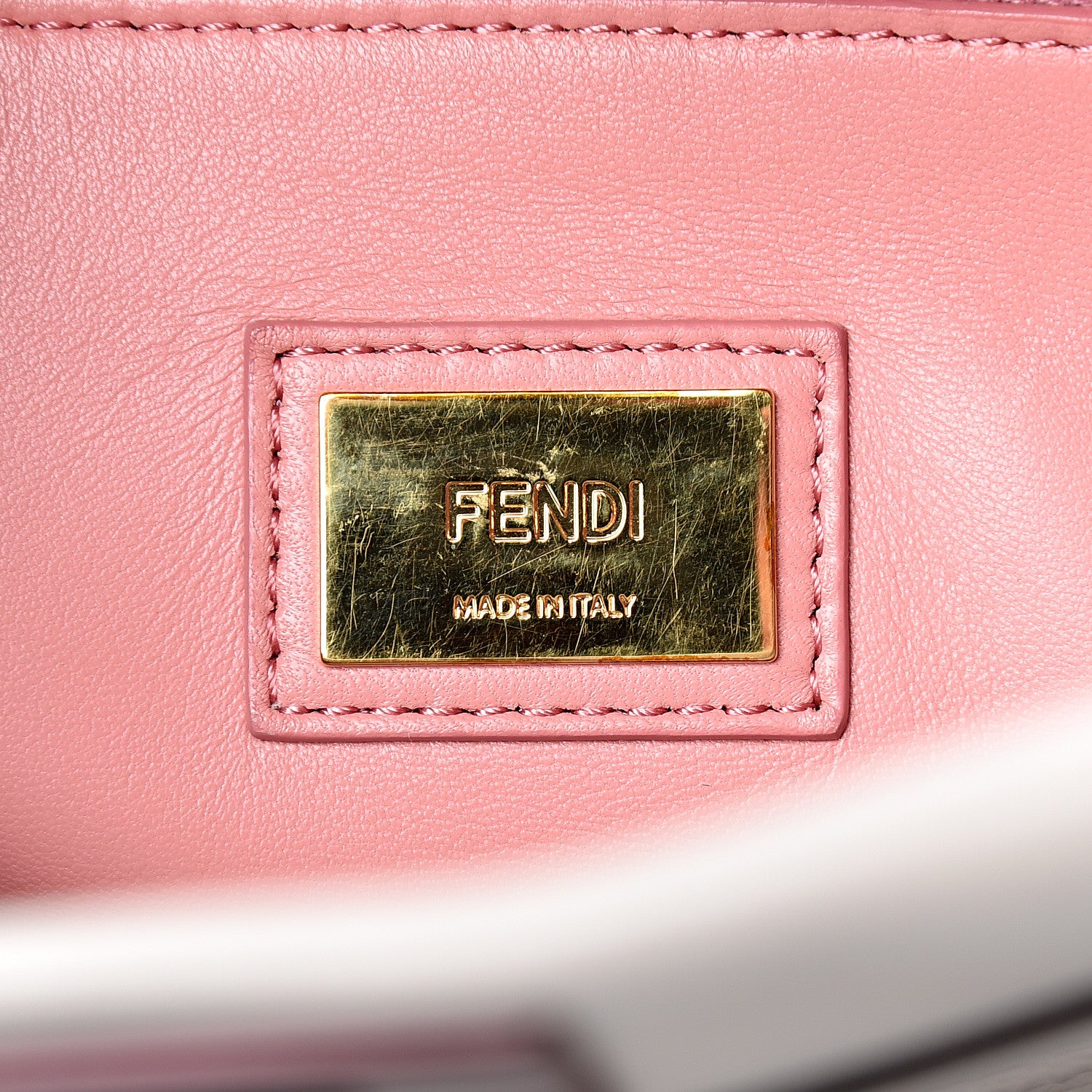 Fendi Vitello Seta Shiny Nappa Medium Peekaboo Iconic Satchel Grigio Polvere Bois de Rose 6 of 10