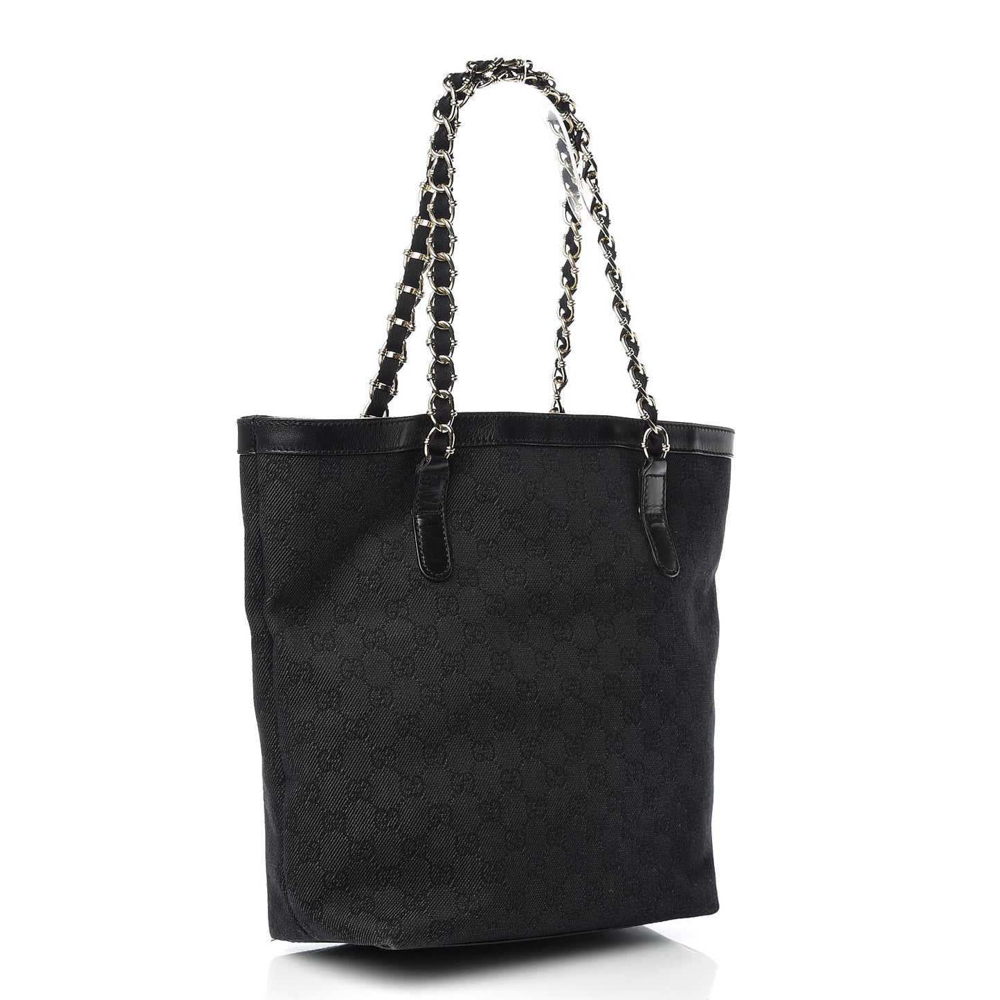 Denim Monogram Chain Bucket Tote Black