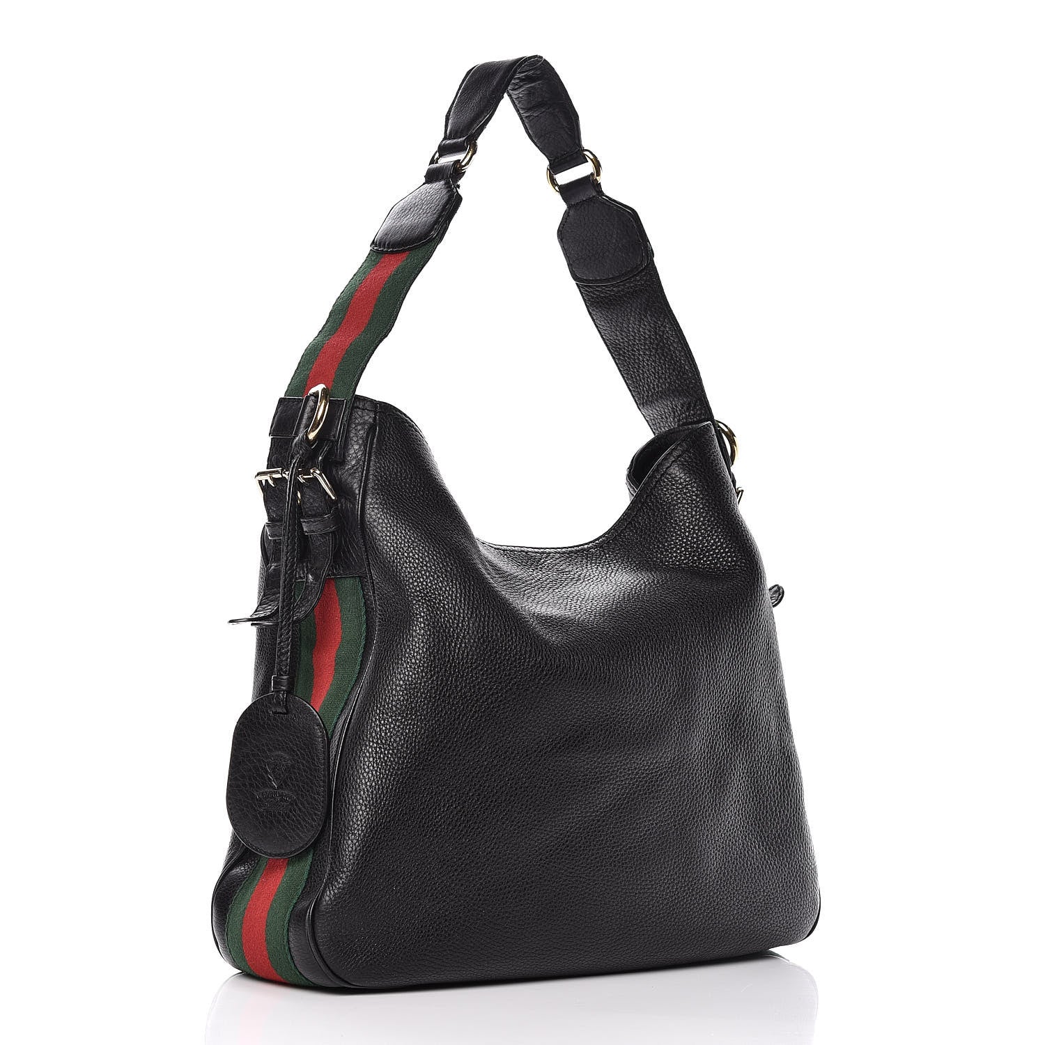 Gucci Pebbled Calfskin Medium Heritage Shoulder Bag Black 3 of 19