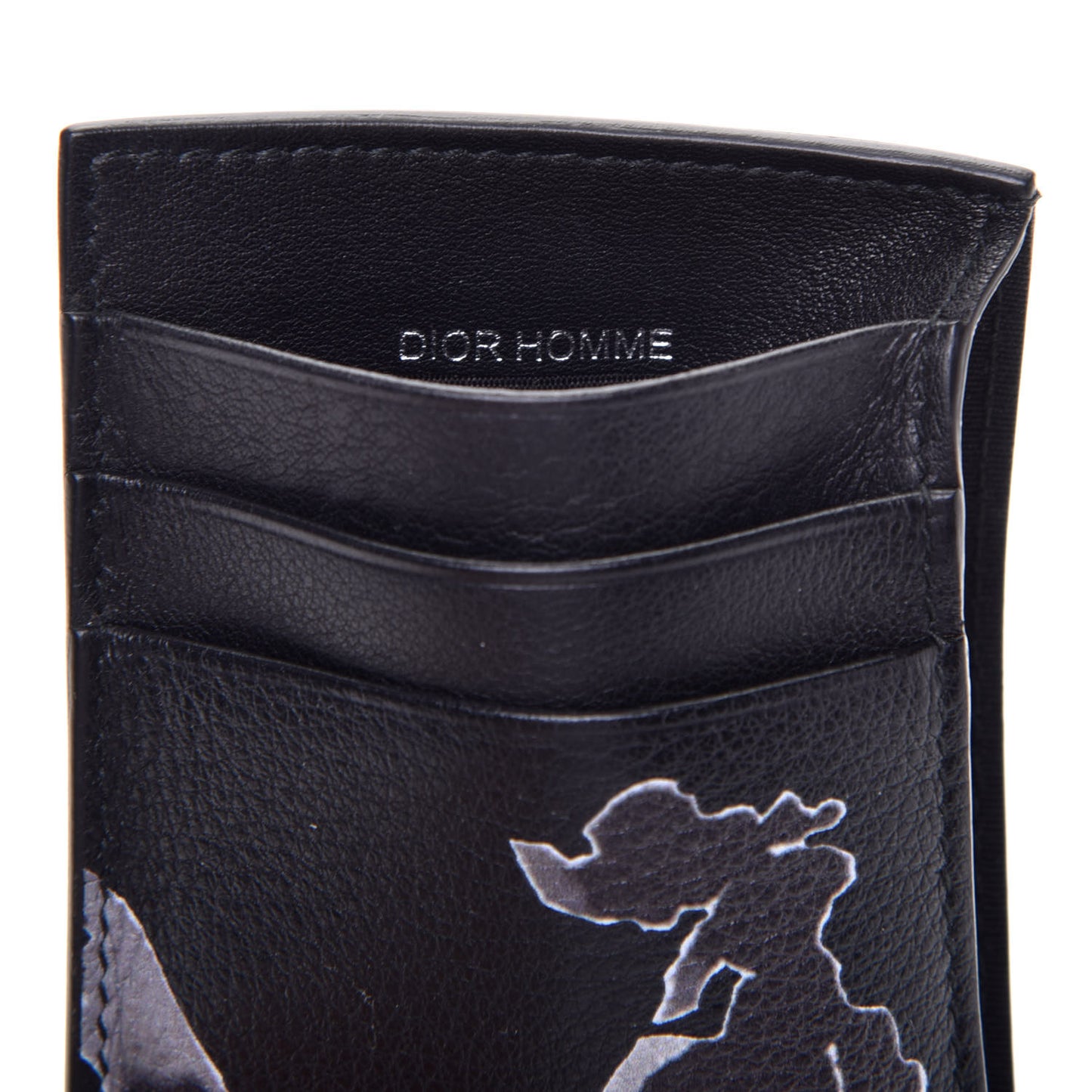 HOMME Calfskin Rooster Card Holder Black Grey