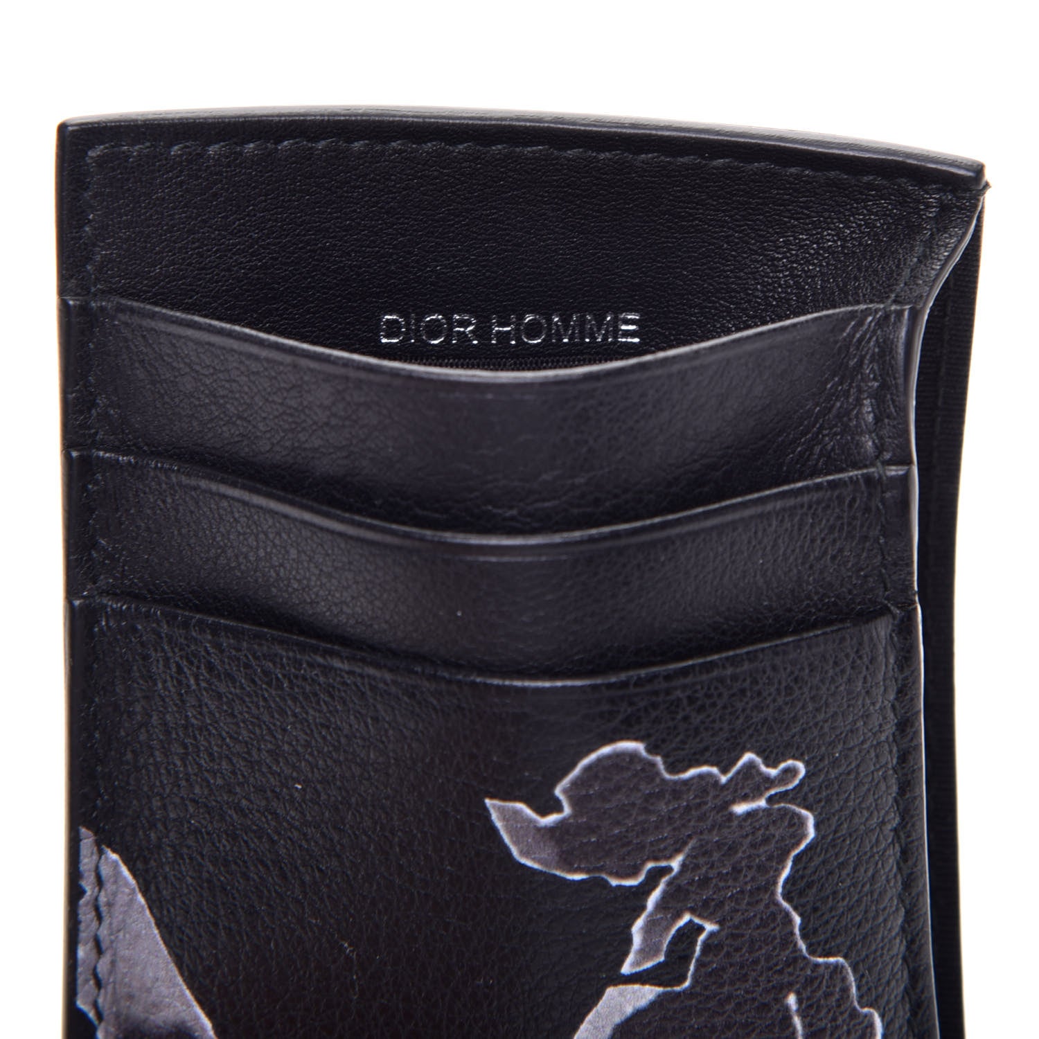 Christian Dior HOMME Calfskin Rooster Card Holder Black Grey 5 of 6