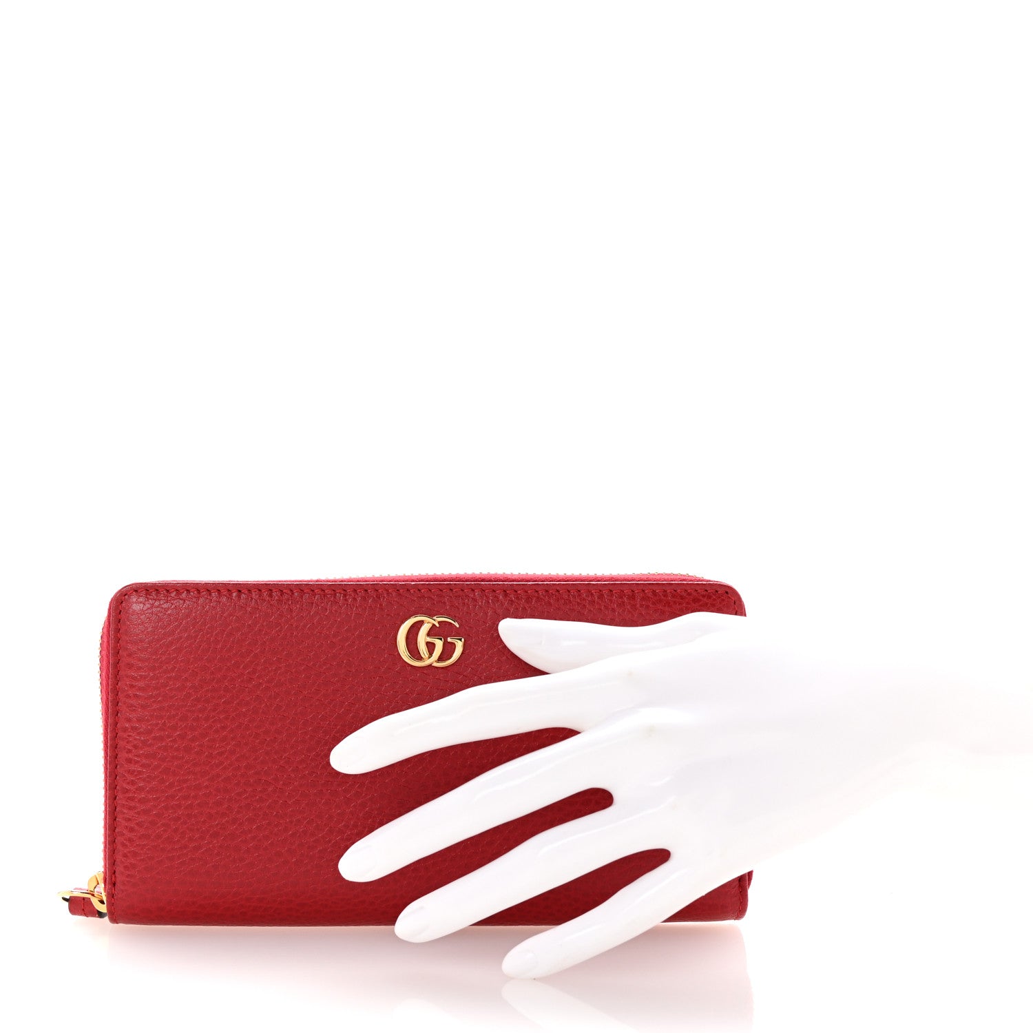 Gucci Dollar Calfskin GG Marmont Zip Around Wallet Hibiscus Red 2 of 6