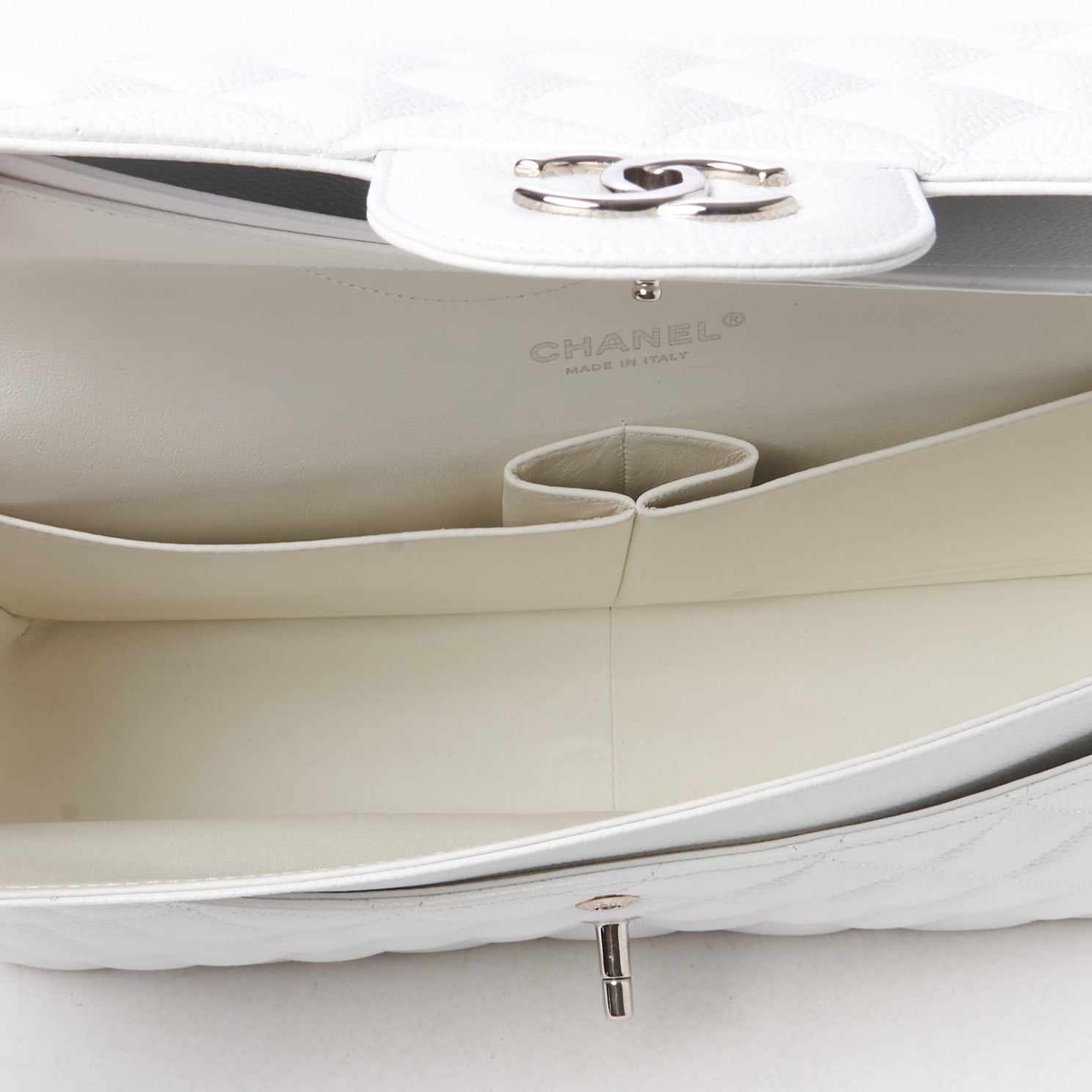 Chanel Caviar Quilted Jumbo Double Flap White 6 of 10