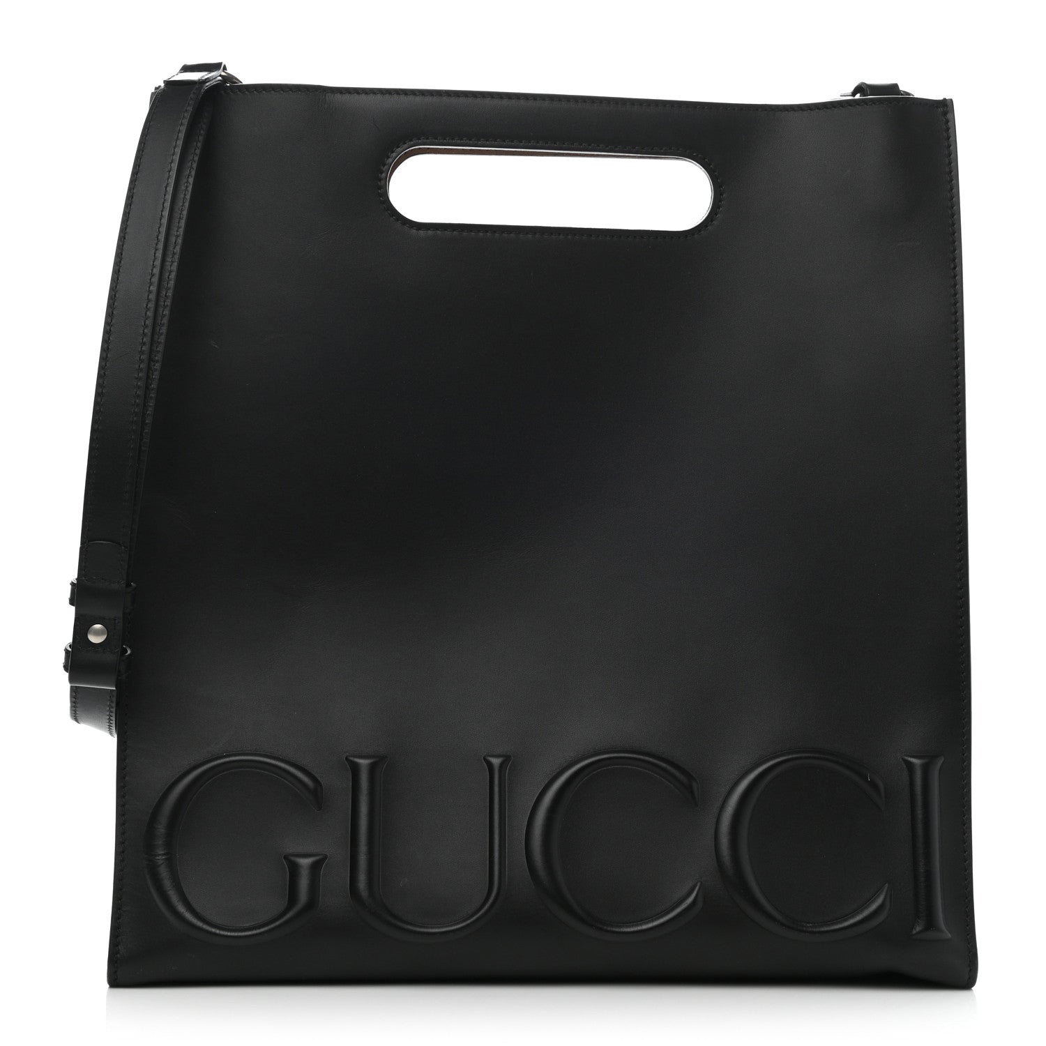 Gucci Calfskin Embossed Medium XL Tote Black 1 of 11