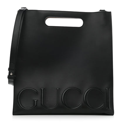Gucci Calfskin Embossed Medium XL Tote Black 1 of 11