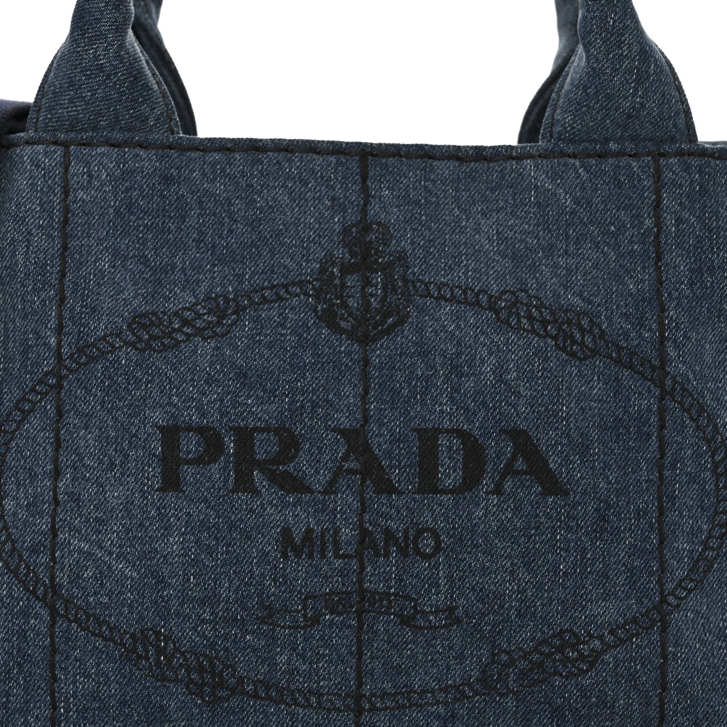 Prada Denim Small Logo Tote Bleu 8 of 10